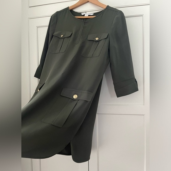 DIANE VON FURSTENBERG Mini Dress Size 2 Olive Green - Picture 4 of 7